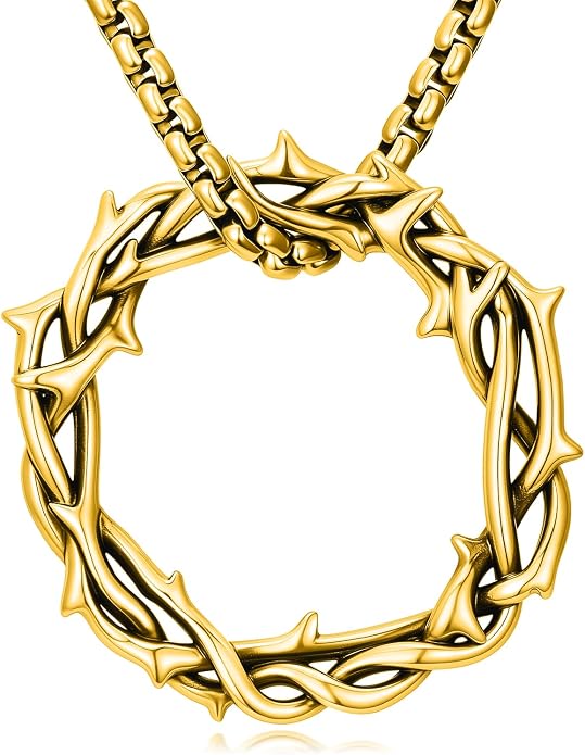 Crown of Thorns Necklace for Men 925 Sterling Silver Nail Cross Necklace Pendant Religious Christian Jewelry Valentines Day Gifts for Men