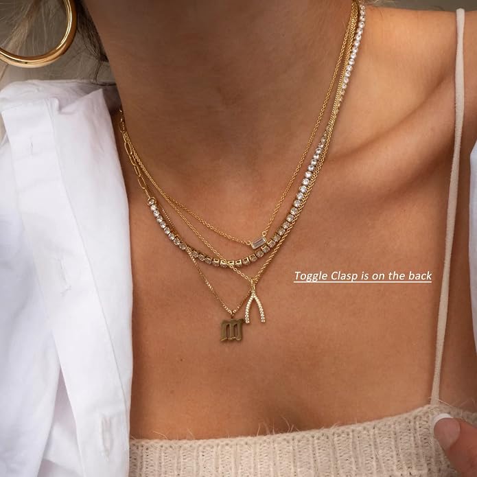 Natural Freshwater Baroque Pearl Necklace 14K Gold Plated Dainty Choker Necklace for Women Girls Snake Chain/Cuban Link/Paperclip/Ball Beaded Chain/Tennis Chain Fashion Jewelry for Gift