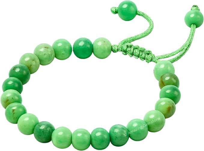 Amazing Gemstone Chrysoprase Premium Bracelet, Gifts for Men & Women - Protection Healing Crystal Bracelet - 8mm Gemstone Beaded Adjustable Bracelet, Pulseras para Hombres Mujer Stocking Stuffers