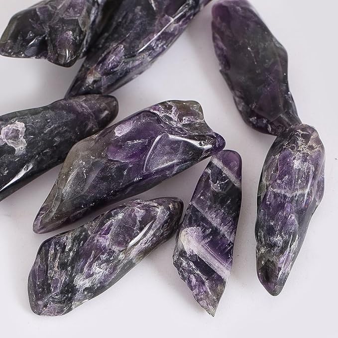 Erliway 0.22 lbs Amethyst Crystals Bulk, 1.6-2.4" Raw Amethyst Crystal Wands, Irregular Shape Rough Quartz Crystal Points for Meditation Yoga Reiki Balancing Wire Wrapping