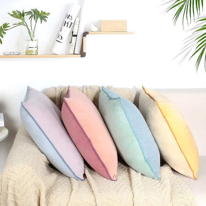Throw Pillow Covers 20x20 Set of 4 Soft Velvet Couch Cushion Covers Modern 8-Colors Designs Pillowcases Decorative Cushion Cases for Sofa Bedroom Home Decor(Morandi Series)