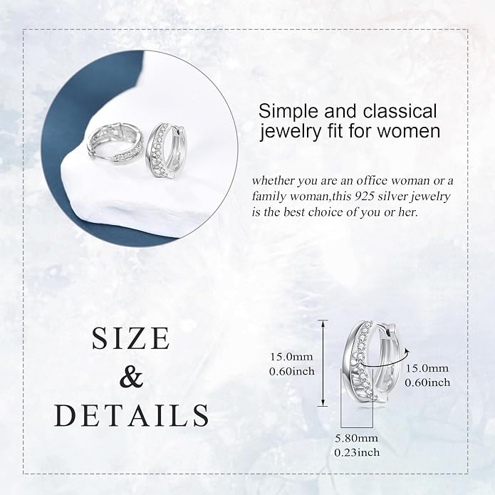 Sterling Silver Hoop Earrings Small Hoop Sun/Leaf/Triangle Huggie Earrings for Women Hypoallergenic