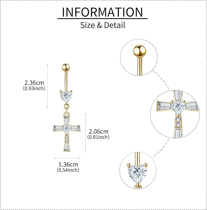 Belly Button Ring 925 Sterling Silver Bar Butterfly/Cross/Pregnancy Dangle Belly Button Piercing Body Navel Rings CZ Moonstone Jewelry Gift for Women