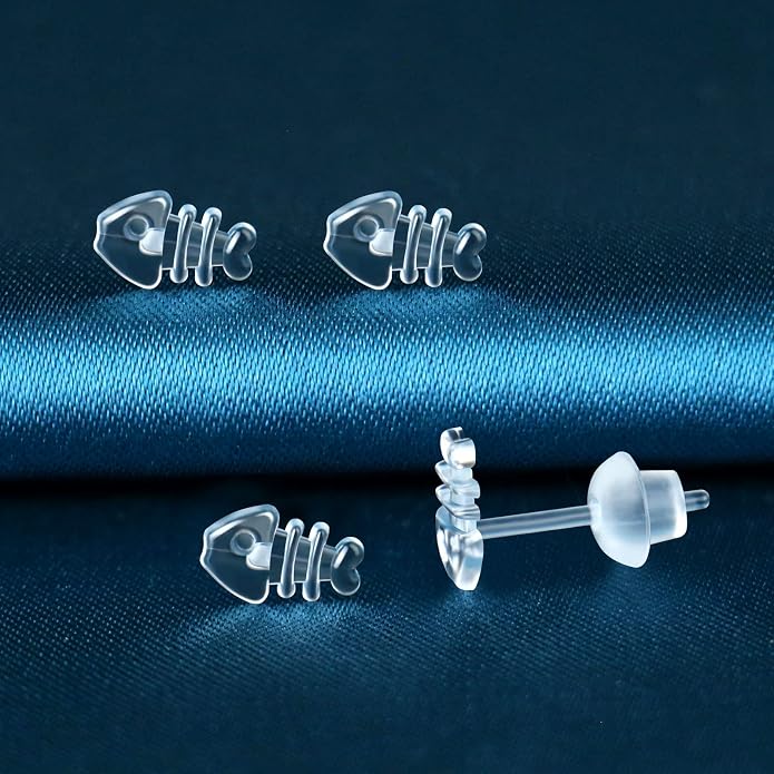6 Pairs Invisible Plastic Post Earrings For Sensitive Ears - Clear, Sports & Work