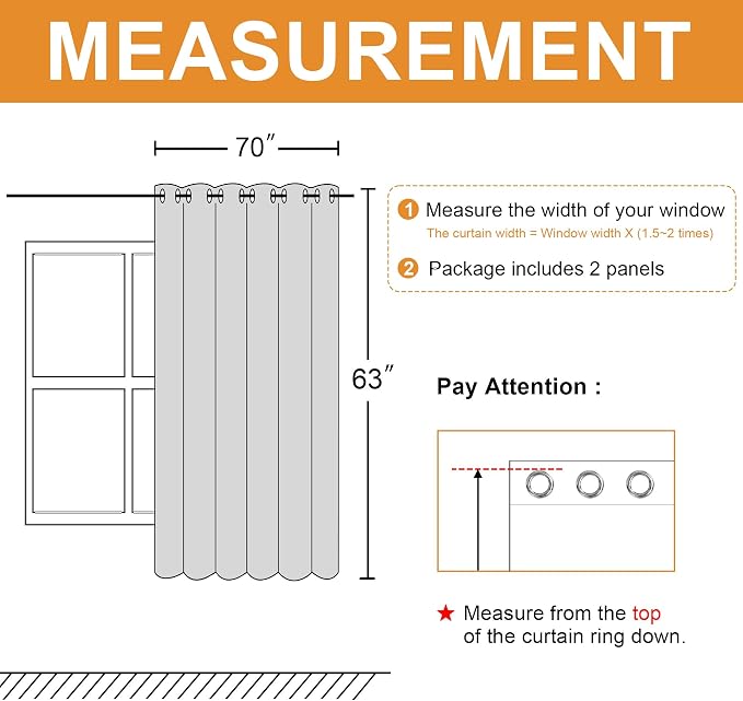 Hiasan Grommet Blackout Curtains for Bedroom, 70 x 63 Inches - Thermal Insulated & Light Blocking Window Drapes for Living Room/Dorm Room, Set of 2 Panels Sewn with Tiebacks, Christmas Red