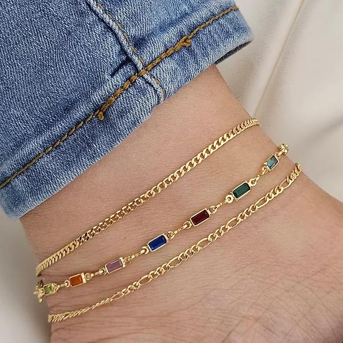Rotnso Anklets for Women 14K Gold Silver Plated Ankle Bracelets Trendy Waterproof Boho Anklets Set Adjustable Dainty Cute Diamond Beaded Heart Non Tarnish Summer Beach Jewelry Gift