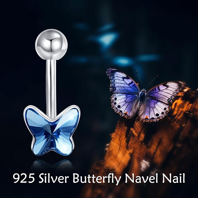 Dangle Clicker Belly Button Ring for Women Surgical Sterling Silver Belly Ring Simple Reverse Navel Rings Body Jewelry