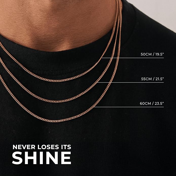 CRAFTD - Gold Curb Link Chain - Durable 18K Gold & 316L Stainless Steel - Waterproof, Heat & Sweat Resistant - Gifts for Men - Men's Jewelry