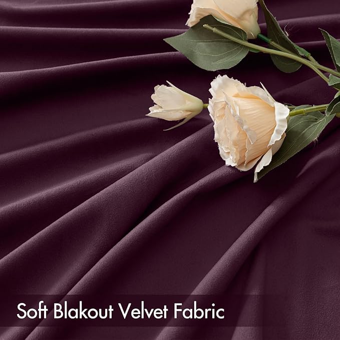 MIULEE Purple Orchid Blackout Velvet Curtains Drapes 90 Inch Long 52"x90" | Luxurious Bedroom Living Room Decor, Room Darkening, Thermal Insulated, Rod Pocket Design, Super Soft Fabric