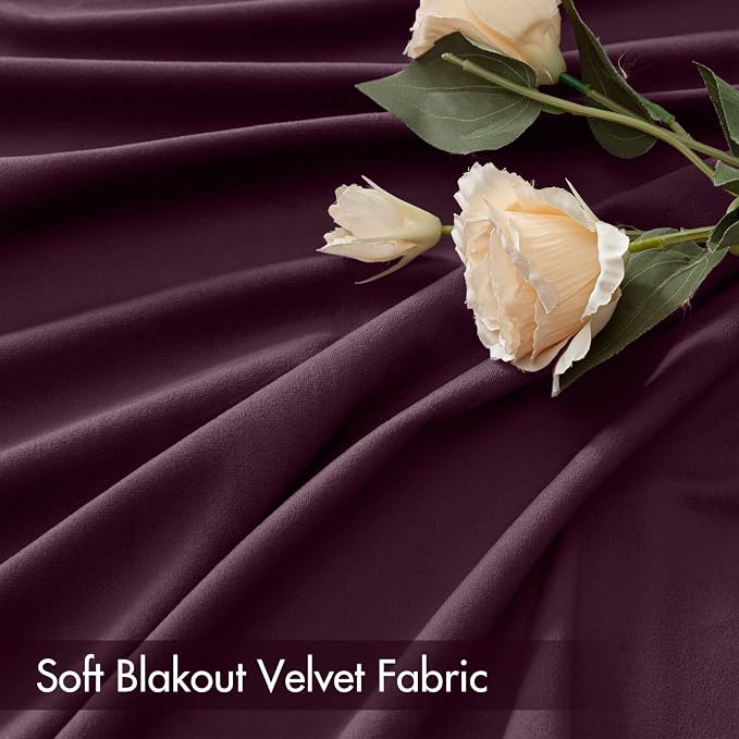 MIULEE Purple Orchid Blackout Velvet Curtains Drapes 96 Inch Long 52"x96" | Luxurious Bedroom Living Room Decor, Room Darkening, Thermal Insulated, Rod Pocket Design, Super Soft Fabric