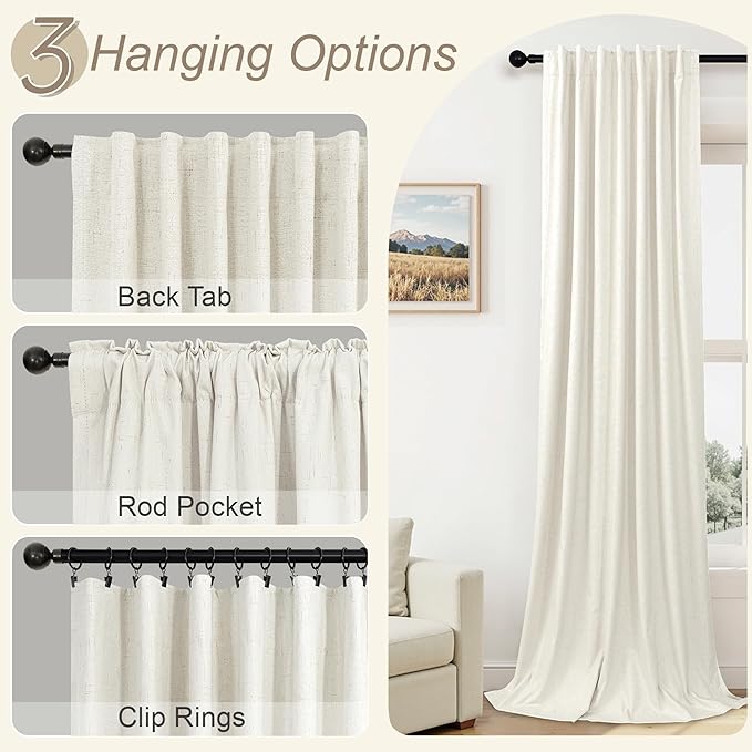 Pitalk Short Linen Blackout Curtains 24 Inch Length 2 Panels for Small Window Half Bedroom Living Room Cafe Curtains Thermal Privacy Drapes for Kitchen Over Sink Bathroom Cream Ivory 42 Inch Wide 2ft