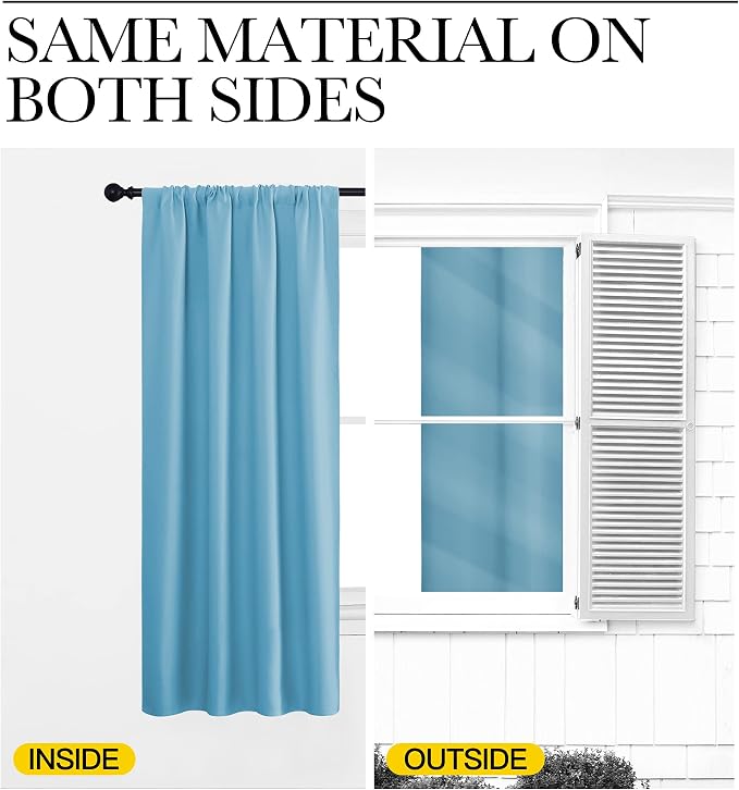 NICETOWN RV Blackout Curtains for Camper Windows, Teal Blue, 34" x 30", Set of 2, Kitchen Short Blackout Curtains & Drapes, Thermal Insulated Rod Pocket Window Treatment Draperies for Nursery