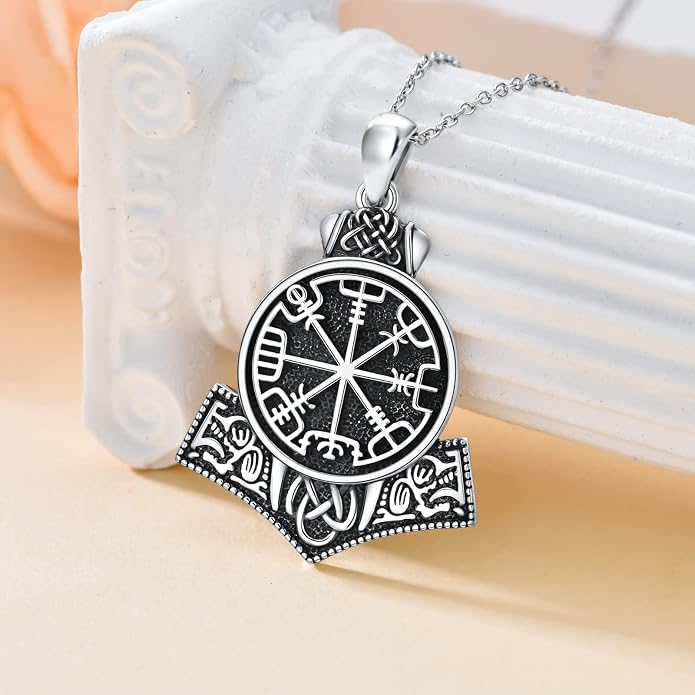Valknut Viking Necklace 925 Sterling Silver Odin Knot Pendant Necklace Celtic Nordic Pagan Jewelry Gifts for Men Women 18+2"