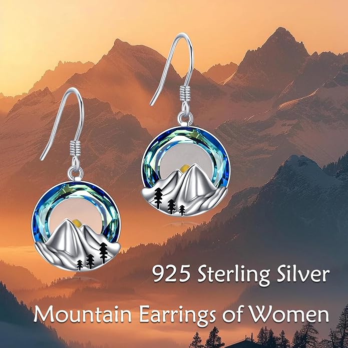 AOBOCO Mustard Seed Earrings for Women Sterling Silver Mountain Cross Earrings Dangle Christian Religion Jewelry Mothers Day Birthday for Mom Wife Friends