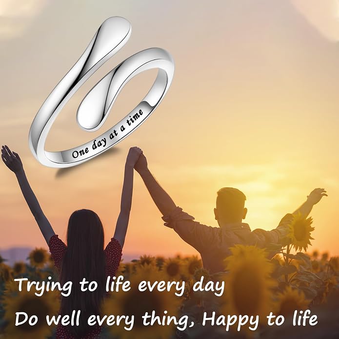Fookduoduo 925 Sterling Silver Ring Inspirational Jewelry adjustable Wrap Open Rings for Women