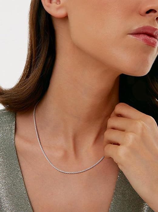 SILVERCUTE 925 Sterling Silver Necklace for Women,1mm/1.3mm/1.5mm/1.6mm Thin Silver Cable Chain/Box Chain/Rope Chain Necklace with Extension Chain,18/20/22/24/26/28/30 Inch