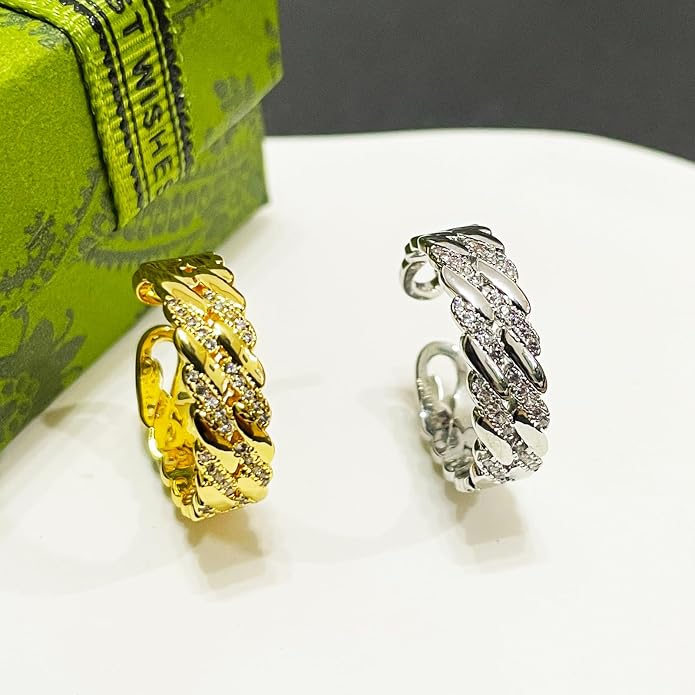 18K Gold Plated Rings for Women and Teen Girls Non Tarnish Cubic Zirconia Fidget Ring Butterfly/Snake/Mesh/Cross/Crown Knuckle Ring Open Adjustable Statement Stacking Chunky Rings