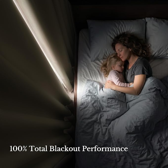 NICETOWN 100% Blackout Curtain Panels 84 inch Long for Living Room, Cocoa Eggnog, 2 Panels, Thermal Insulated Farmhouse Blackout Window Drapes for Bedroom