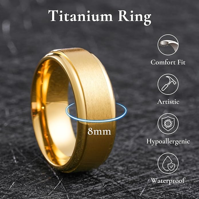 King Will Titanium Wedding Band for Men Women- 3-10mm Width Black/Sliver/Gold High Purity Titanium Promise Wedding Ring Comfort Fit for Daily Wear Size 6-14