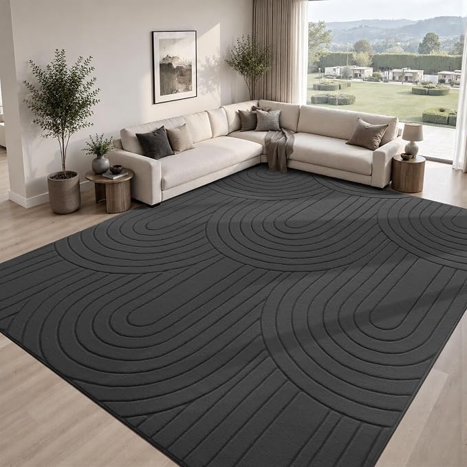 Sour Lemon 8x10 Area Rugs for Living Room，Washable Rug Modern Soft Large Area Rug for Bedroom, 3D with Soft High-Low Pile Non-Slip Carpet Mat for Kids Room Dining Room Kitchen Office