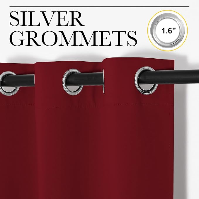 NICETOWN Burgundy Red Blackout Drapes - Window Treatment Light Blocking Privacy Curtain Panels for Christmas Window Decoration (Set of 2, 42 inches by 95-inch)