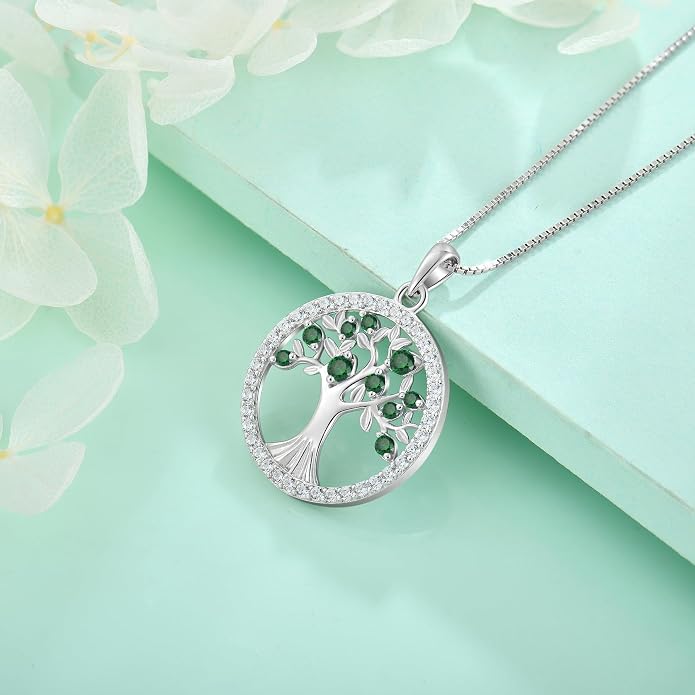 STARCHENIE Tree of Life Necklace 925 Sterling Silver Pendant for Women Family Tree Necklaces Birthstone Jewelry for Her Wife Mom Grandma