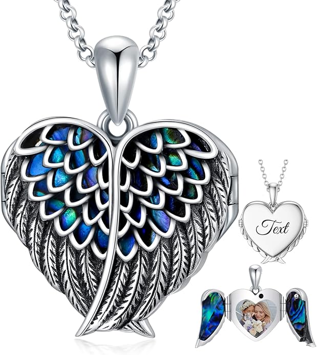 SOULMEET Personalized Silver Locket Necklace That Holds Pictures Photo Keep Someone Near to You, Memorial Custom Lockets Necklaces Letters Engraving for His Her