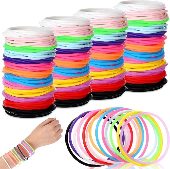 Nuenen 1000 Pcs Jelly Bracelets Bulk 80's Silicone Rubber Bracelets 13 Color Rainbow Glow Neon Stretchable Retro Wristbands Women Hair Ties for Party Favors Halloween Christmas Disco