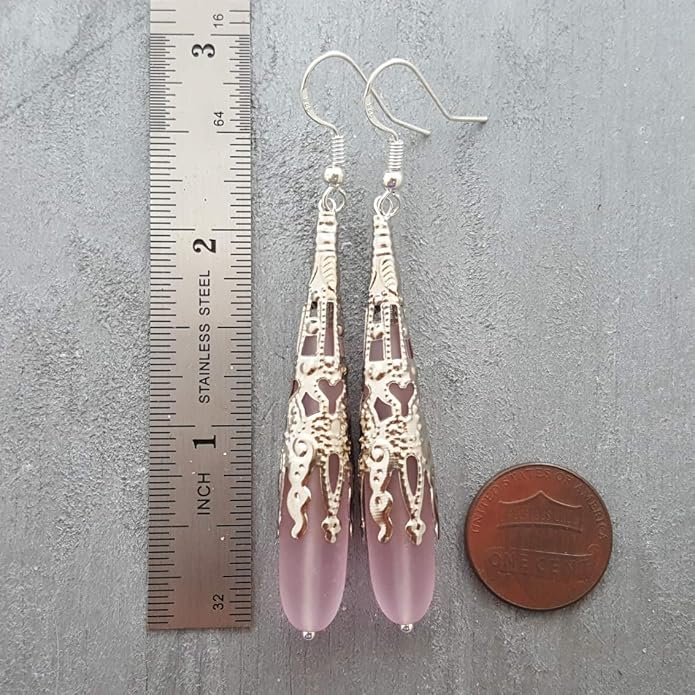 Handmade Sea Glass Earrings, Hawaiian Jewelry for Women, Long Teardrop Earrings Beach Jewelry, Sea Glass Jewelry For Women Birthday Gift For Her