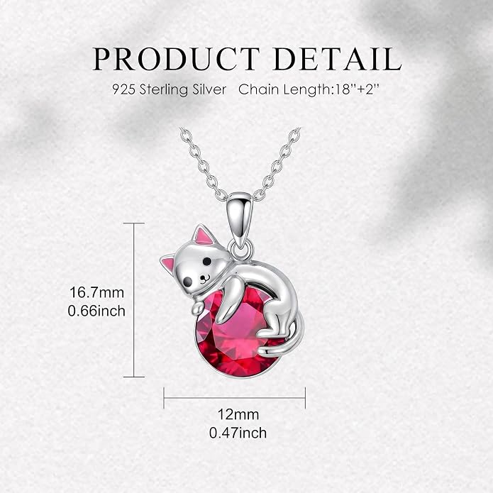 PELOVNY Teddy Bear Necklace for Women 925 Sterling Silver Bear/Highland Cow/Fox/Cat/Axolotl Birthstone Necklace Christmas Birthday Jewelry Gifts for Mom Daughter Wife Sister