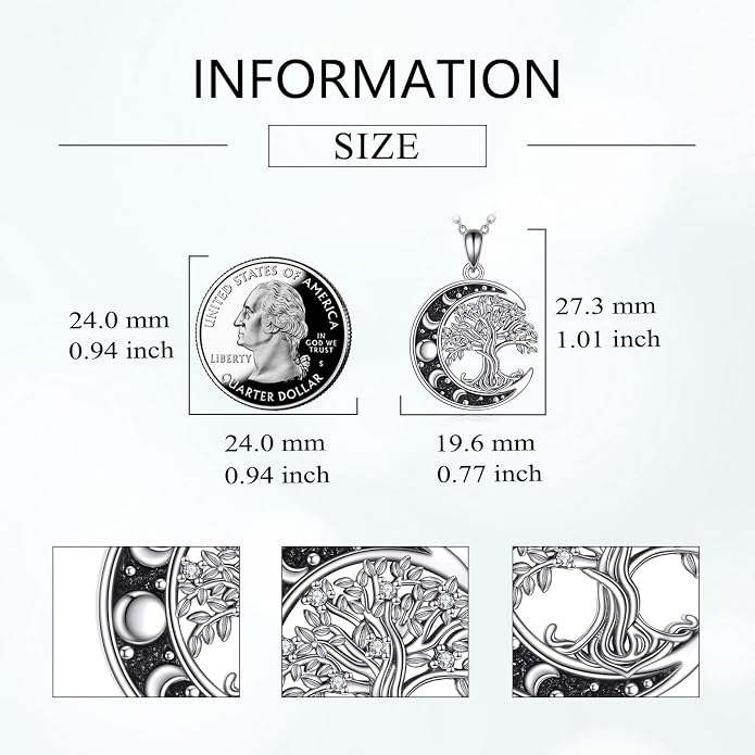 Sun and Moon Necklace 925 Sterling Silver Sun Moon Pendant Gemstone Jewelry Gifts for Women