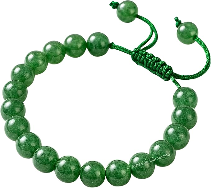 Amazing Gemstone Green Strawberry Quartz Bracelet for Women Men's Gifts - Protection Healing Crystal Bracelet - 8mm Gemstone Beaded Adjustable Bracelet Pulseras para Hombres Mujer Stocking Stuffers