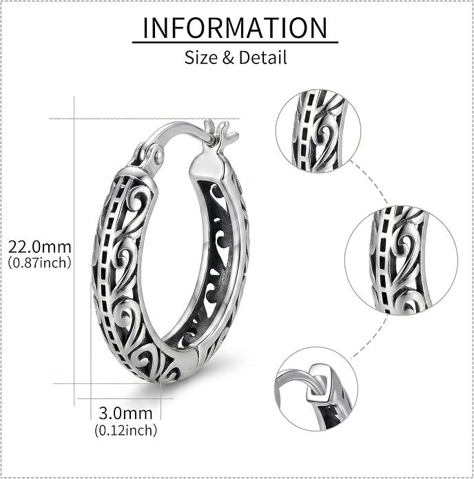 Vintage Filigree Hoop Huggie Earrings Boho Hollow Hoop Earrings Western Jewelry Gifts for Women