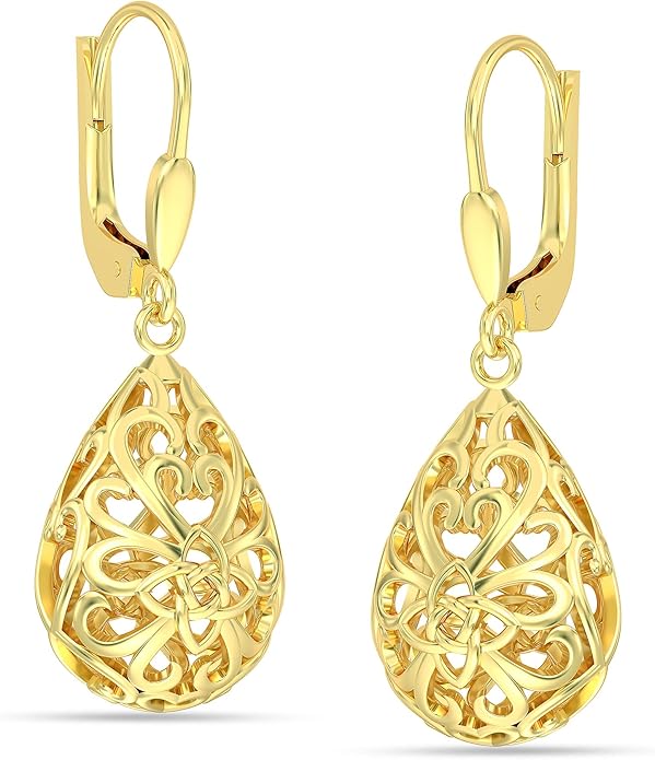 LeCalla 925 Sterling Silver Leverback Drop Earrings | Lightweight Italian Teardrop Dangle Earring for Women