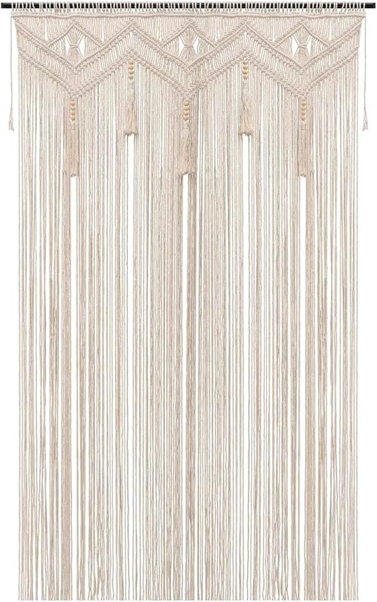 Boho Curtains for Bedroom Macrame for Windows Living Room Boho Decor Large Macrame Wall Hanging Beaded Curtain for Doorway Closet Curtains Wedding Backdrop, 1 Panel 52''W x 72''L
