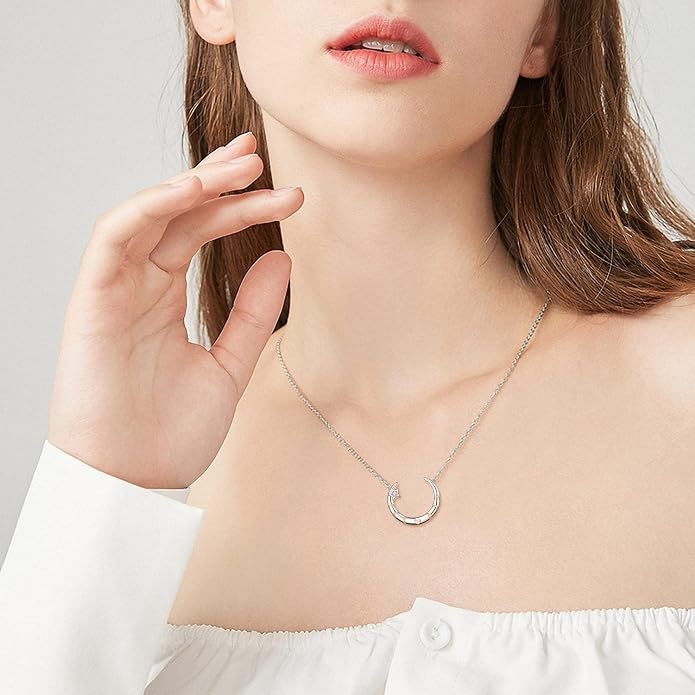 Palpitate Moon Star Necklace Moon Phase Necklace Pendant 925 Sterling Silver Jewelry Christmas Gifts for Women Wife Her Adjustable Chain