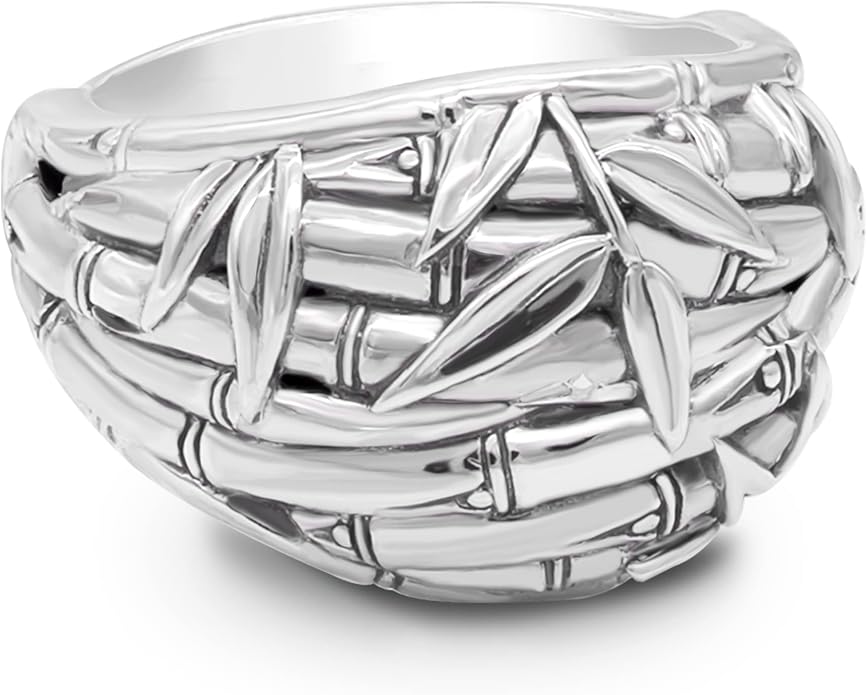 DEVATA Gold or Rhodium Plated Sterling Silver 925 – Eternity, Band Ring for Women – Heart, Knot, Clover, Infinity, Mariner, Cable, Curb, Cuban, Figaro, Daisy, Rope, Ribbed, Dome