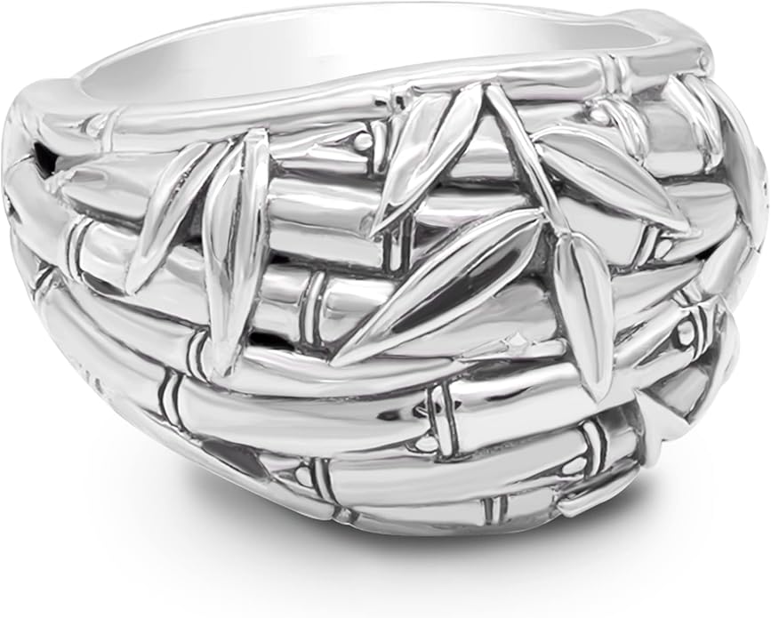 DEVATA Gold or Rhodium Plated Sterling Silver 925 – Eternity, Band Ring for Women – Heart, Knot, Clover, Infinity, Mariner, Cable, Curb, Cuban, Figaro, Daisy, Rope, Ribbed, Dome