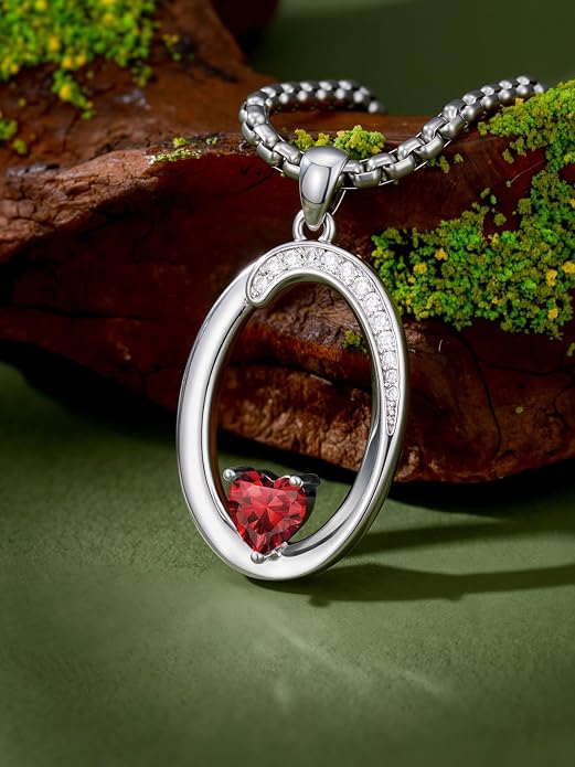 Birthday Gifts for Women Alphabet A to Z Initial Birthstone Pendant Necklaces for Women - 18k White Gold Plated Personalized Name Jewelry Anniversary Graduation Gifts for Wife Her Daughter Girlfriend(with Gift Box)