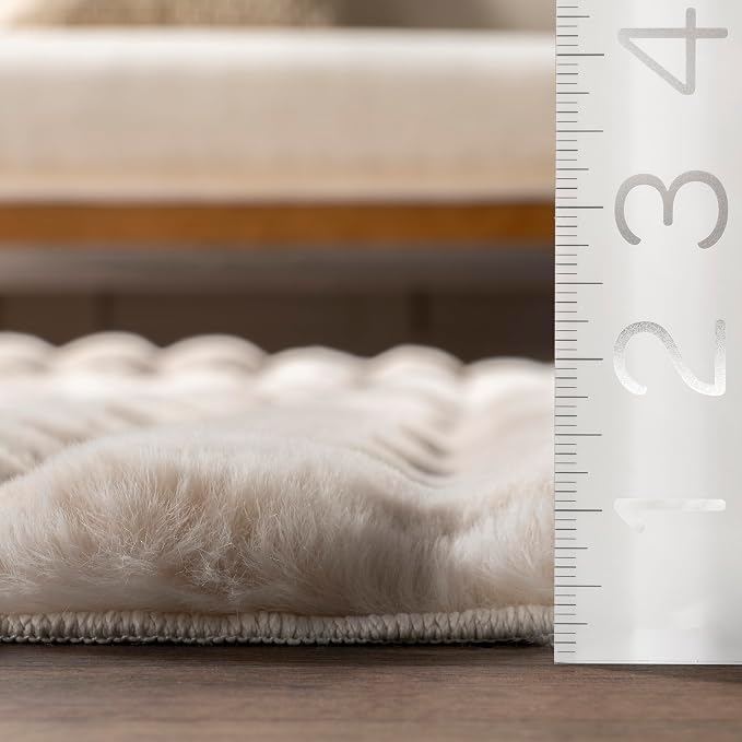 nuLOOM 5' x 8' Cozy Plush Area Rug, Machine Washable, Non-Slip, Soft Fluffy Shag Carpet for Living Room Bedroom Kids Room Nursery Home Decor, Jeni Beige