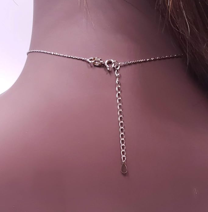 Natural raw gemstone pendant chain necklace with white gold over 925 solid sterling silver, birthstone dainty solitaire gift for her, uniquelan jewelry
