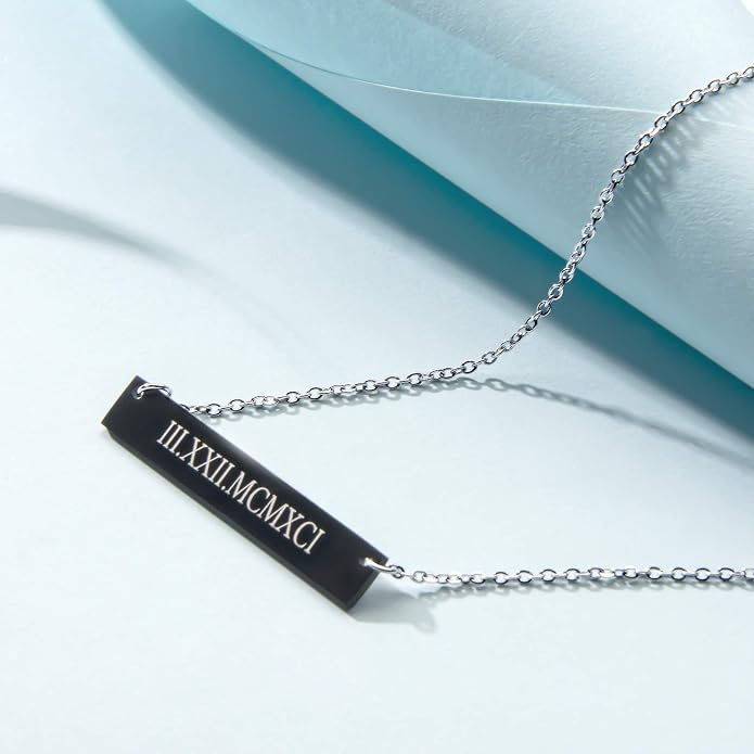 Personalized Necklace for Women, Custom Name Bar Pendant, Graduation Gift or Mothers Day Gift for Her, Gold Name Plate for Mom