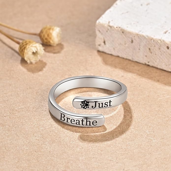 Silver Adjustable Ring Inspirational Jewelry S925 Sterling Wrap Open Ring for Women