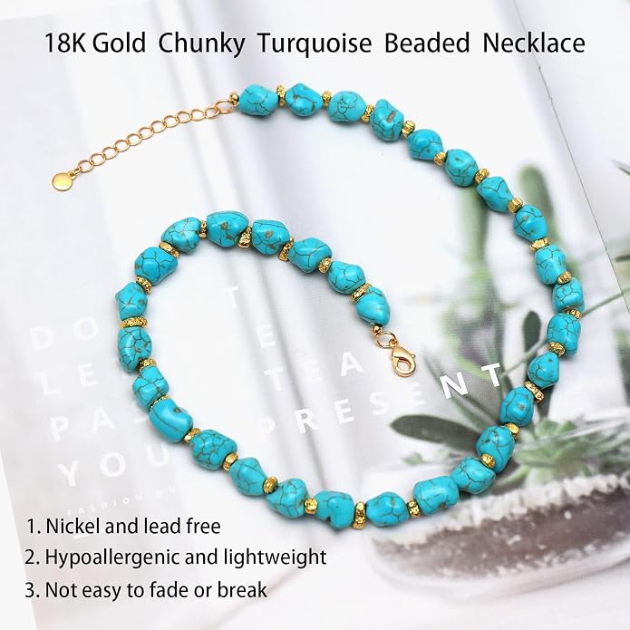 14K Gold Plated Paper Clip Chain Link Necklace Satellite Cross Key Starfish Turquoise Heart Necklace for Women