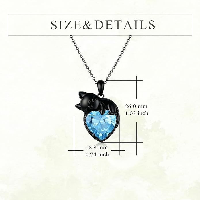 Cat Necklace Sterling Silver Cat Zircon Pendant Gothic Jewelry for Women Animal Lovers Gifts