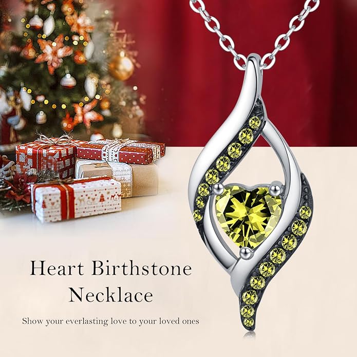 KiiKii Birthday Gifts for Women Birthstone Necklace Platinum Plated 925 Sterling Silver Forever Love Heart Pendant Meaningful Jewelry Gifts for Wife Mom