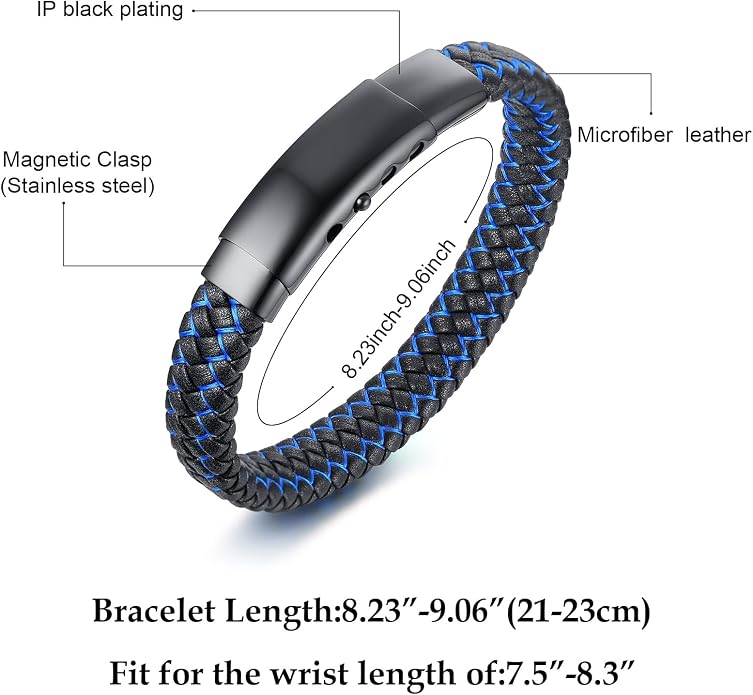 VNOX Men's Inspirational Mantra Engarved Handmade Braided Leather Adjustable Cuff Bangle Bracelet Encouragement Motivational Gift for Men