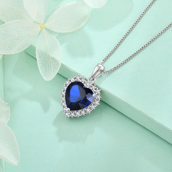 STARCHENIE 925 Sterling Silver Heart Birthstone Pendant Necklace for Women | Genuine 925 silver pendant, heart birthstone, love heart design, 925 silver 18+2" adjustable chain