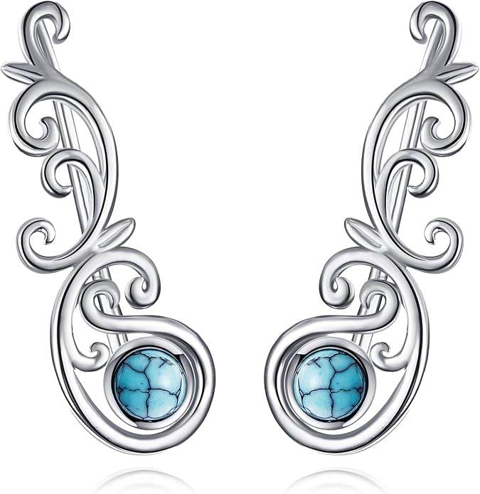 Ear Climbers Earrings for Women Sterling Silver Vintage Ear Crawler Earrings Jewelry Gifts for Women