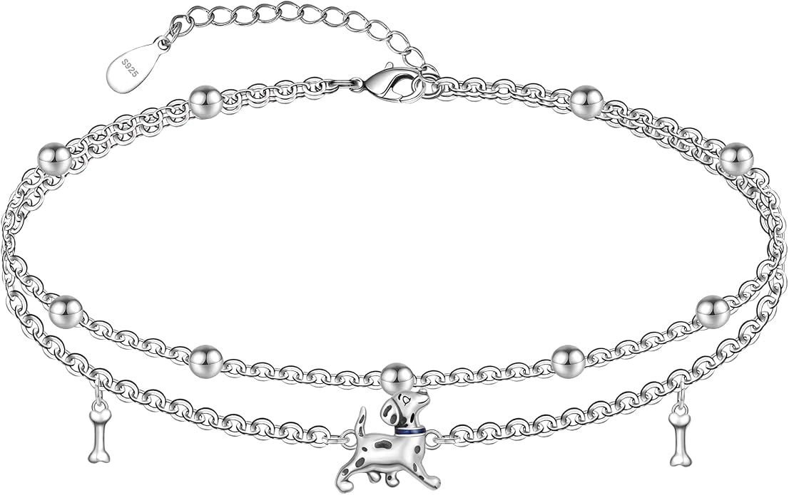 CHIC & ARTSY 925 Sterling Silver Ankle Bracelets for Women, Adjustable Layered Foot Chains with Nature & Symbol Charms, Lightweight Comfort Fit Boho Beach Everyday Jewelry